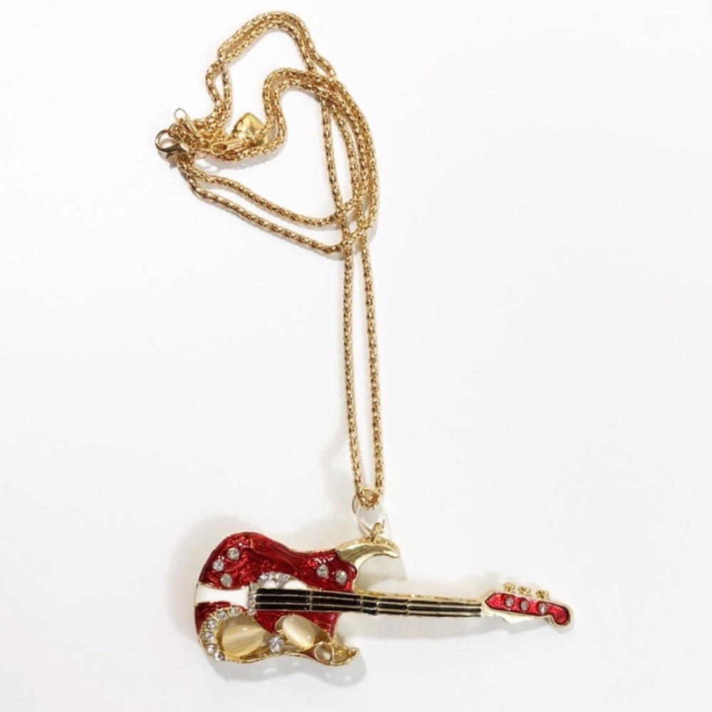 Guitar Statement Necklace NWT28”Chain - Picture 4 of 4